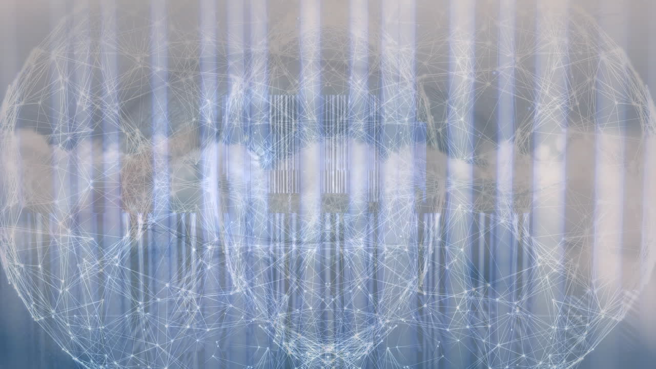 여성 눈의 클로즈업에 대한 파란 하늘의 연결 네트워크와 구름의 세계