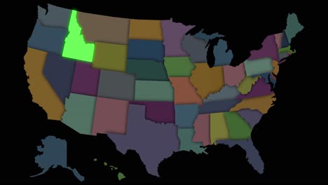 usa - us - american states are highlighted one after another - map of all states