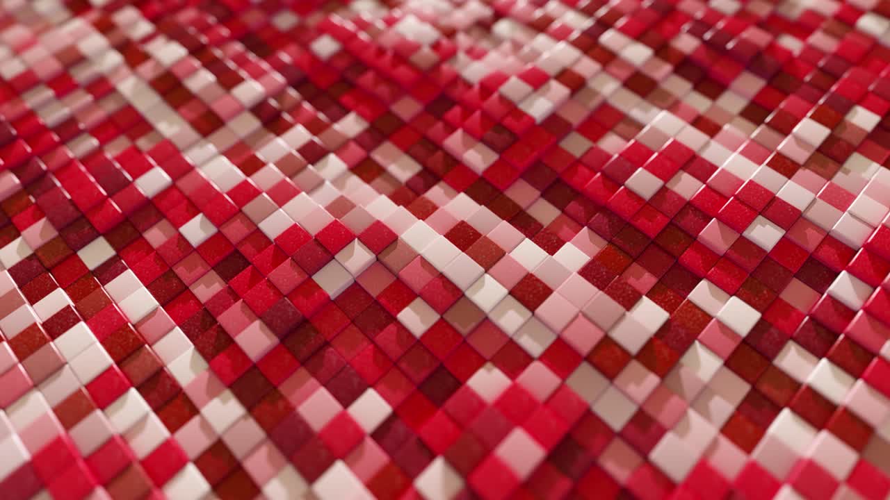 Abstract Geometric Pattern of Red and Pink Squares