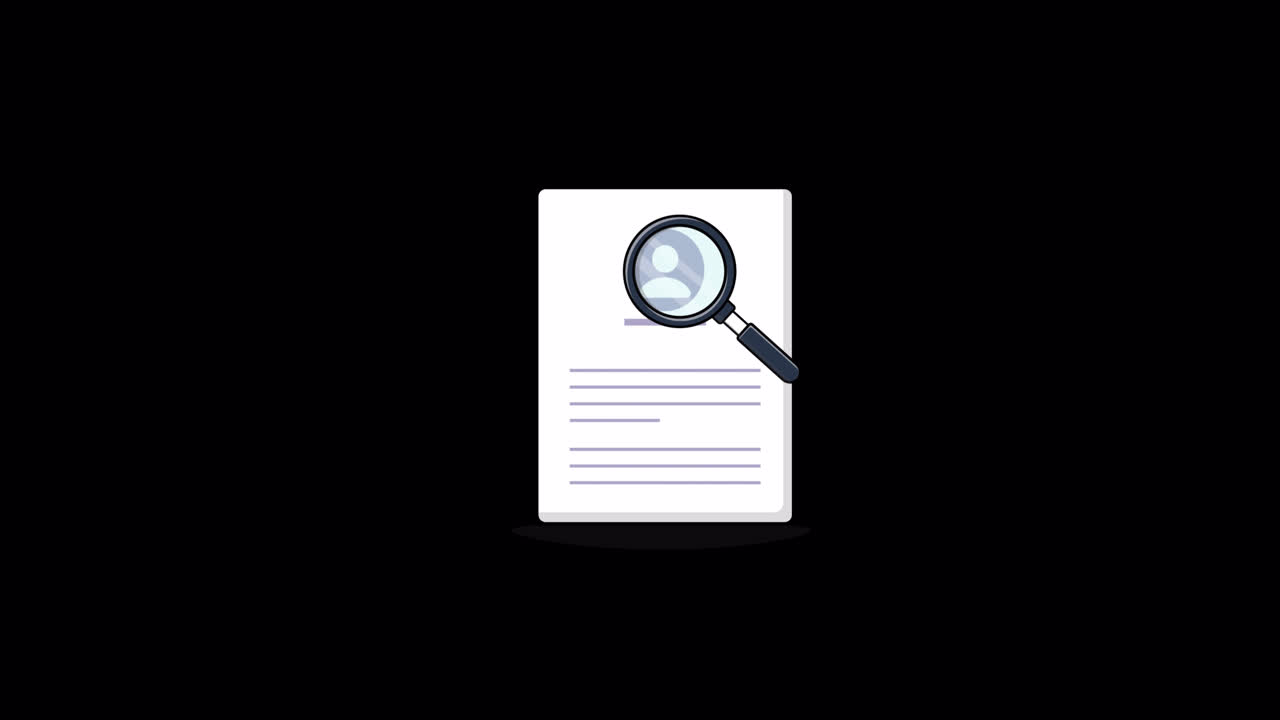 Lente d'Ingrandimento Animata che Scansiona un Documento