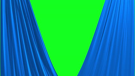 blue curtains on a green screen