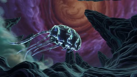 alien creature in a cosmic landscape