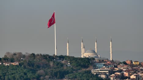 turkish flag and mosque in istanbul