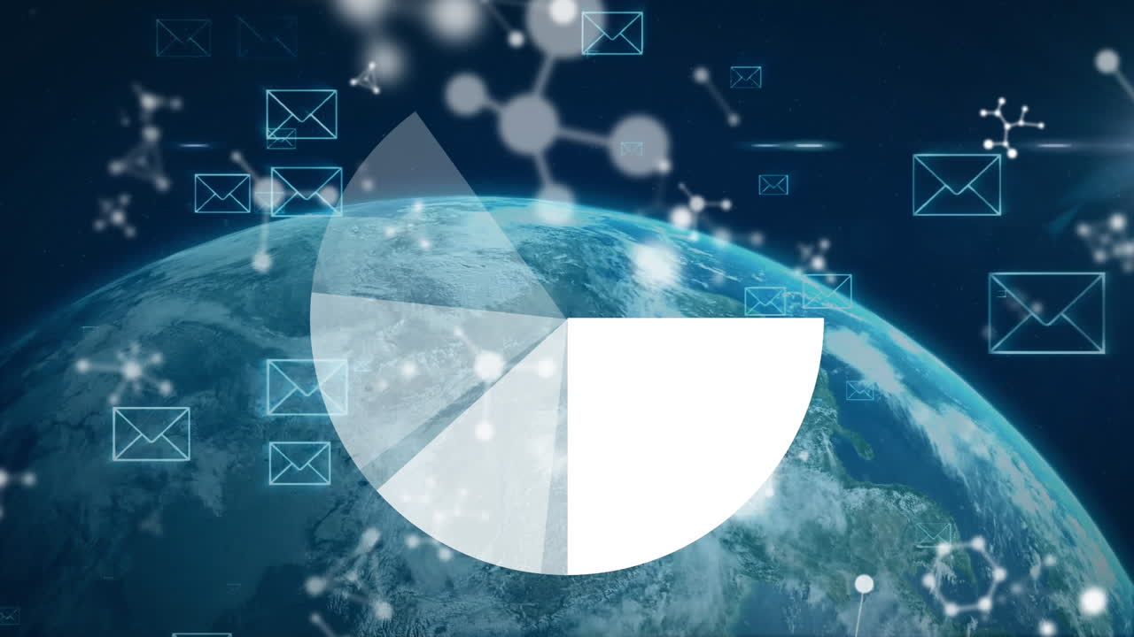 지구 위의 스 ⁇  스캐닝과 메일 아이콘의 애니메이션