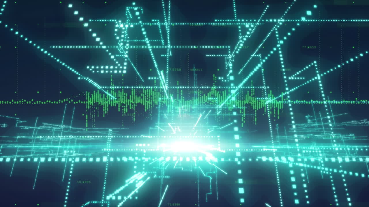 유일하게 조명된 추상적인 패턴과 복사 공간을 가진 독특한 디자인 비디오