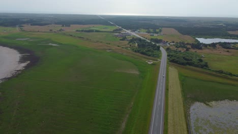 aerial shot of mudflats and landscape on romo island, denmark