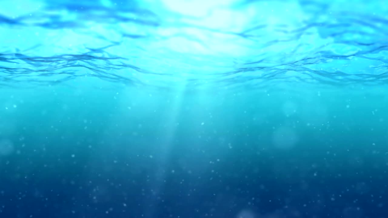 alta calidad bucle perfectamente sin costuras de ondas del océano azul profundo de fondo submarino con micro partículas que fluyen