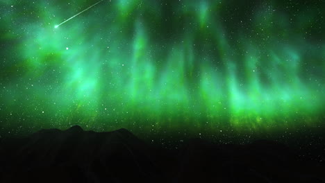 green aurora over mountains