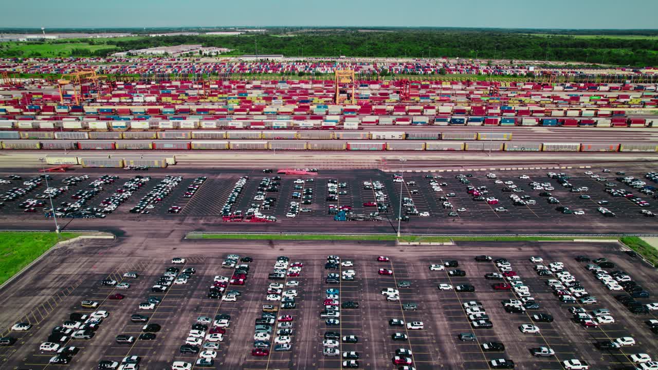 Drone shot of rail terminal near Chicago, USA