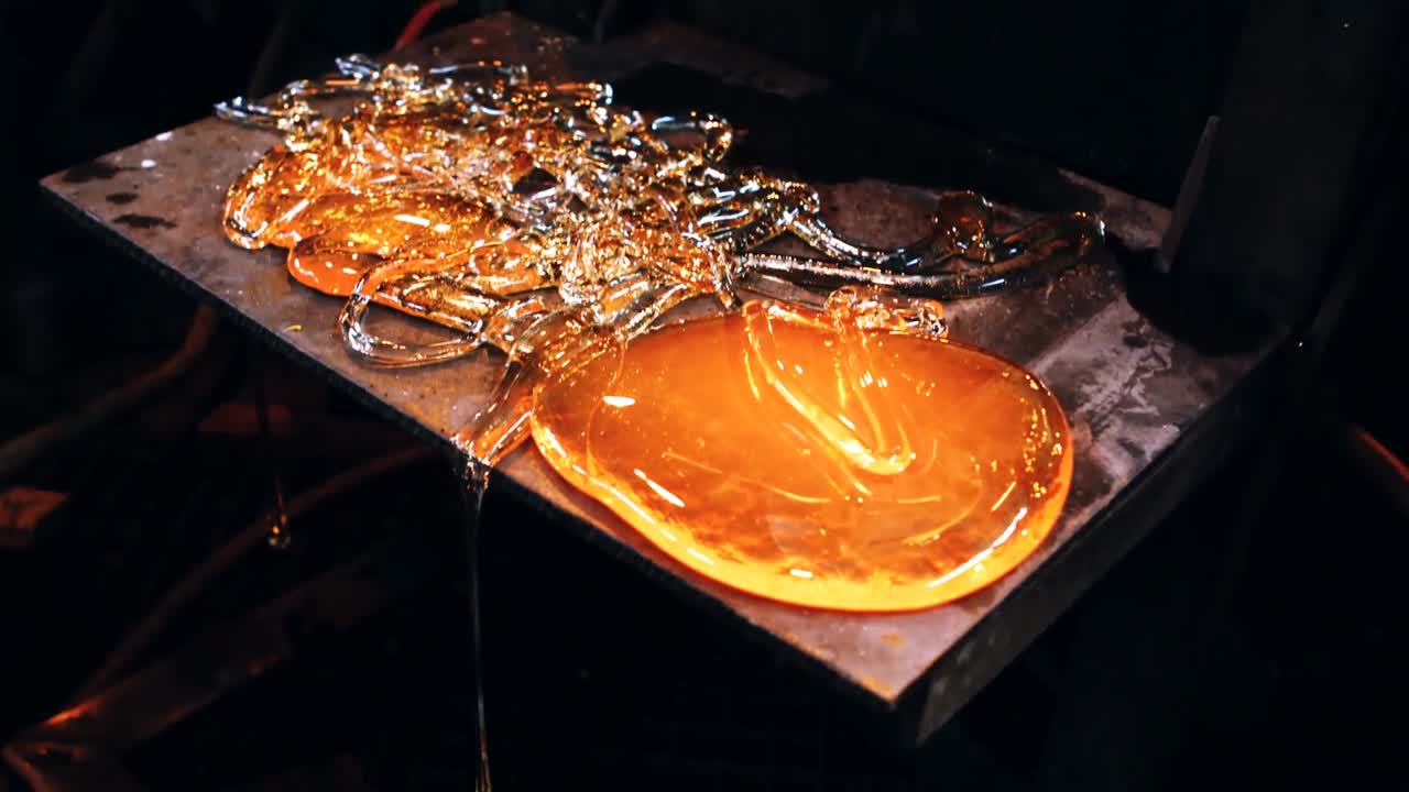 Close-up of molten glass