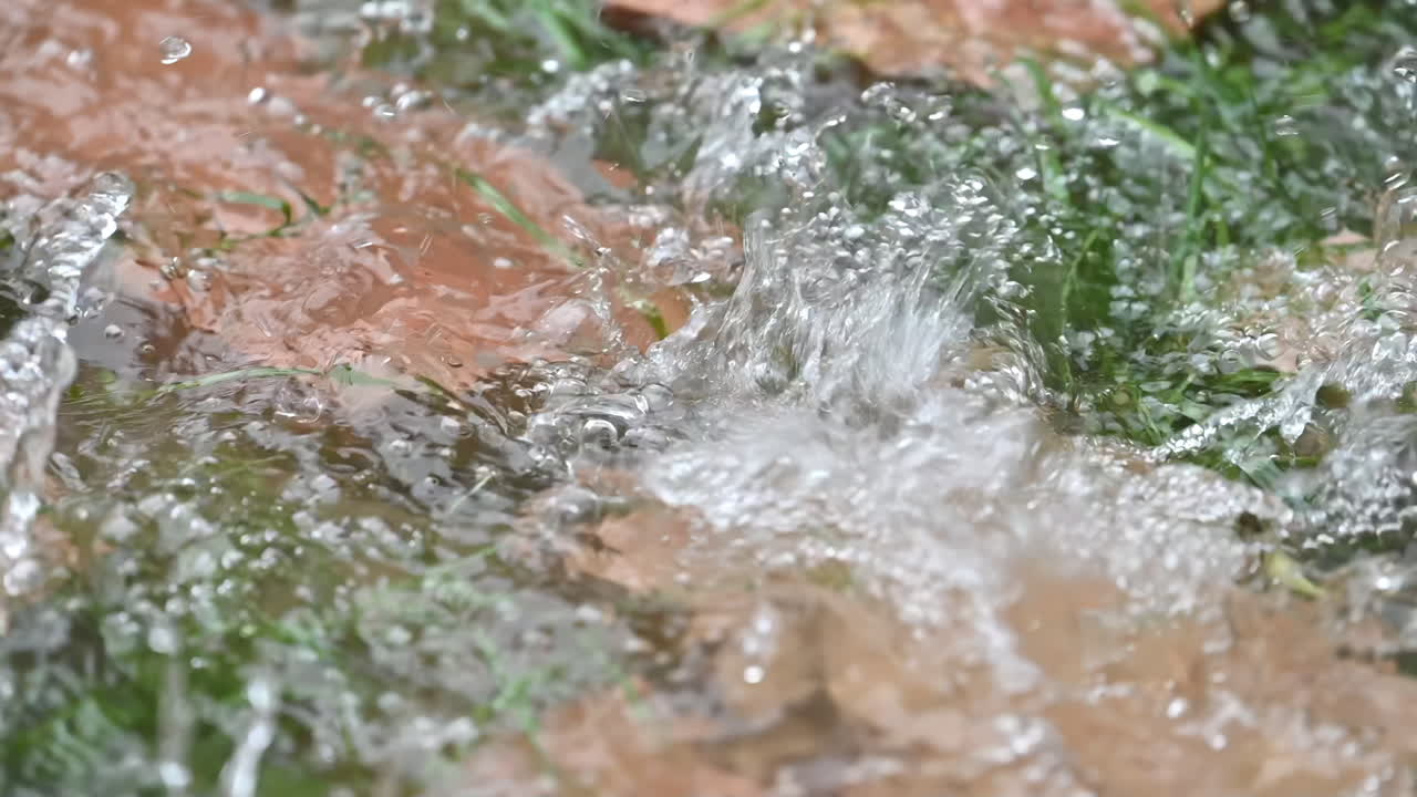 Heavy rain in Spain in spring, slow motion