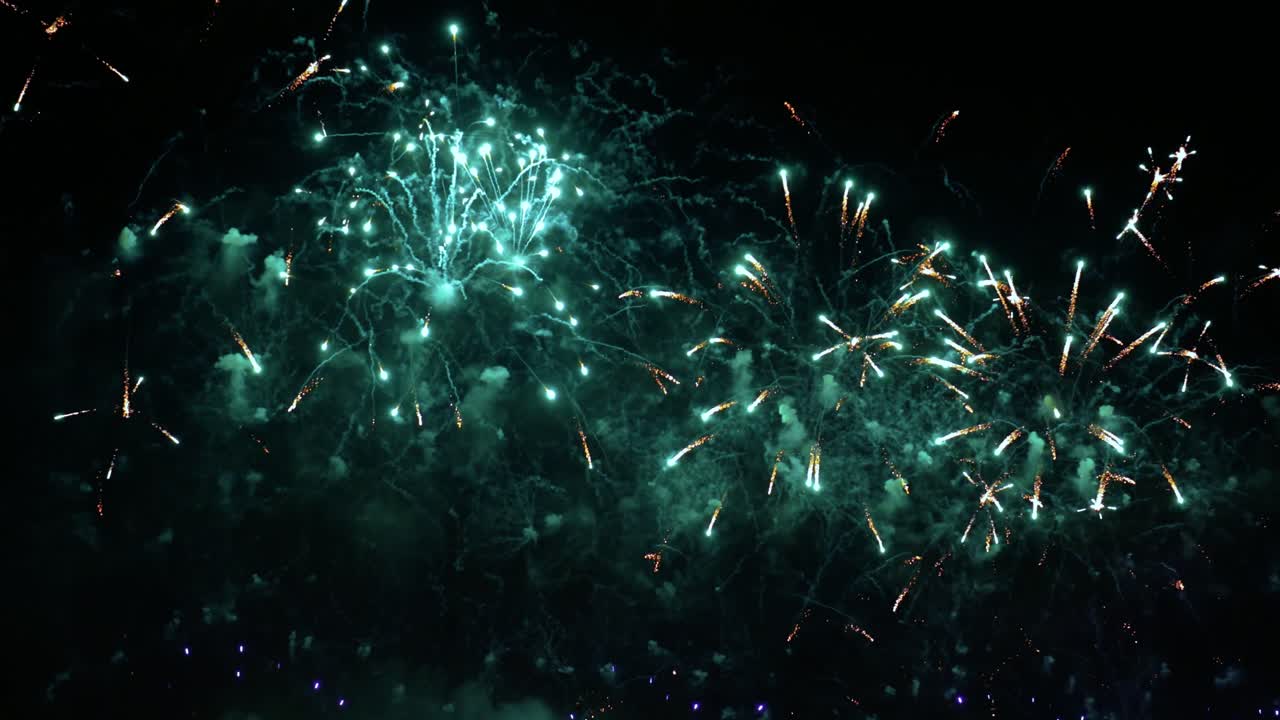 Colorful fireworks exploding in the night sky. Celebrations and events in bright colors.