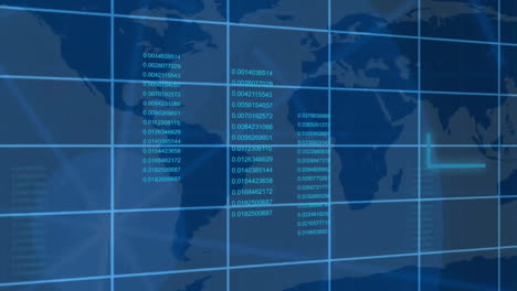 animación del procesamiento de datos sobre formas y mapa del mundo