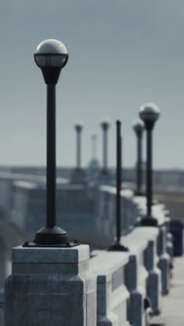 lamp posts on a bridge