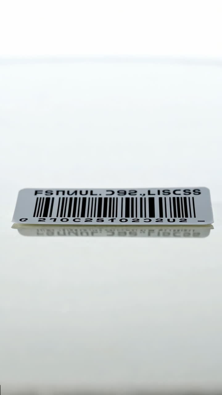 Barcode Label with Reflection on White Surface