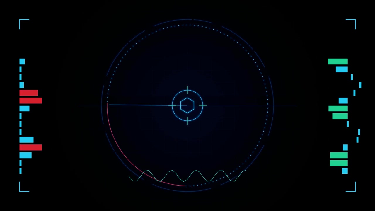 Futuristic Digital Radar Interface with Rotating Scanning Beam