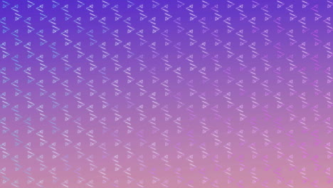 animation of grid pattern of repeated triangles and lines moving on purple background