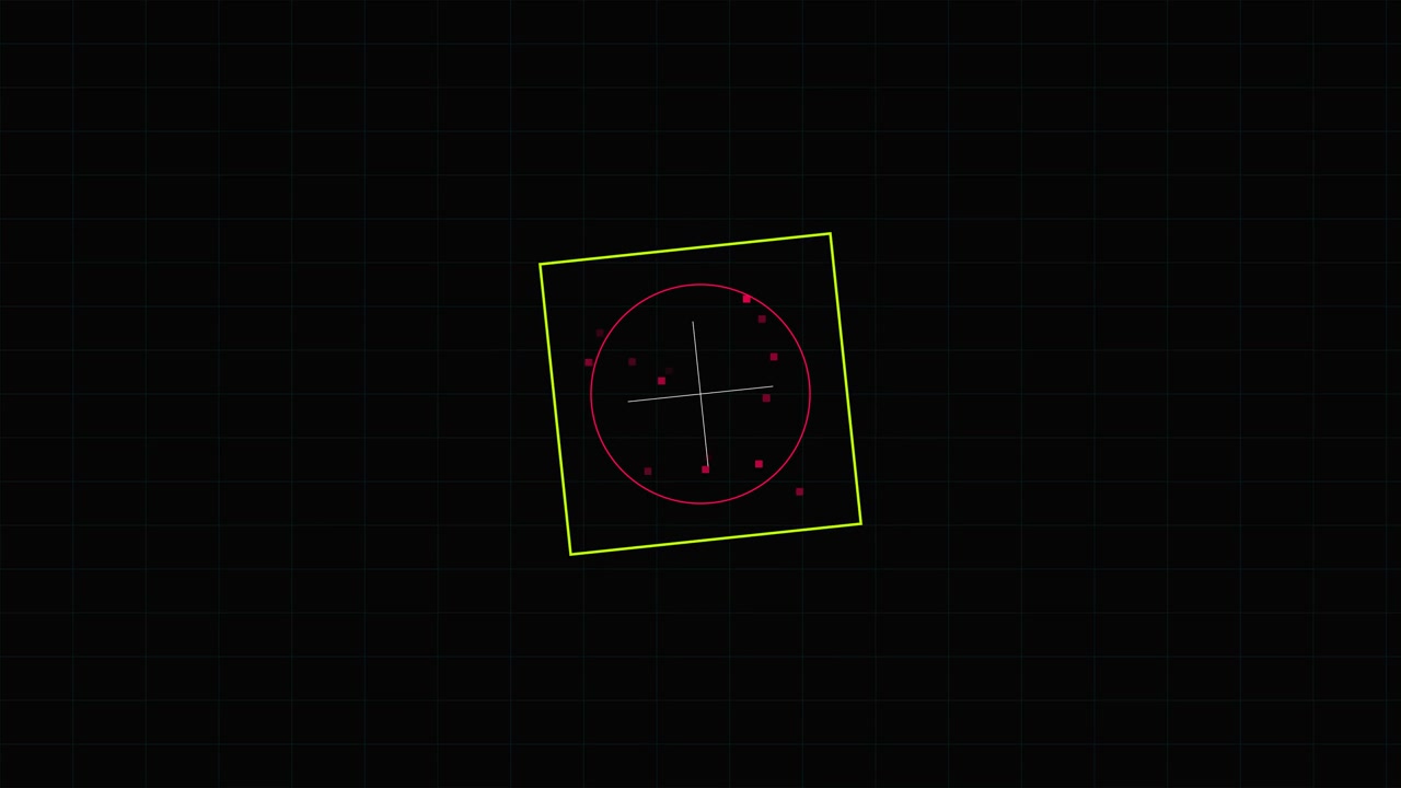 Abstract Motion Graphics with Rotating Geometric Shapes and Grid Lines