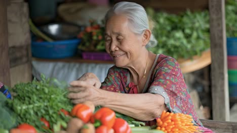 Elderly Woman Selling Vegetables at a Market
