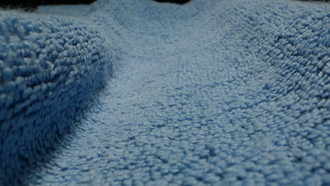 Close-up of a blue microfiber towel