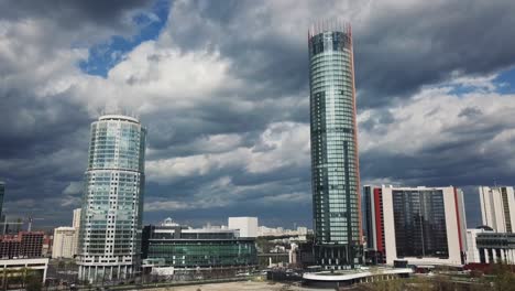 modern city skyline with tall towers