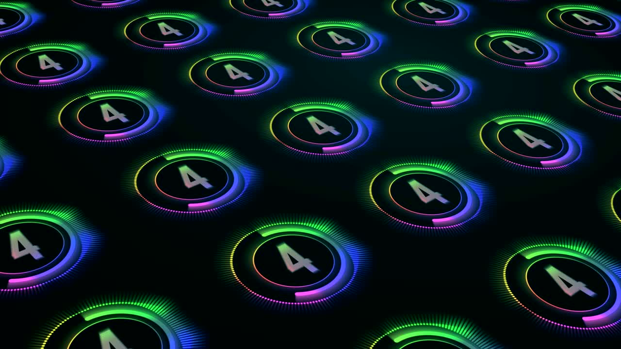 4k светящийся неоновый свет обратный отсчет фонового цикла