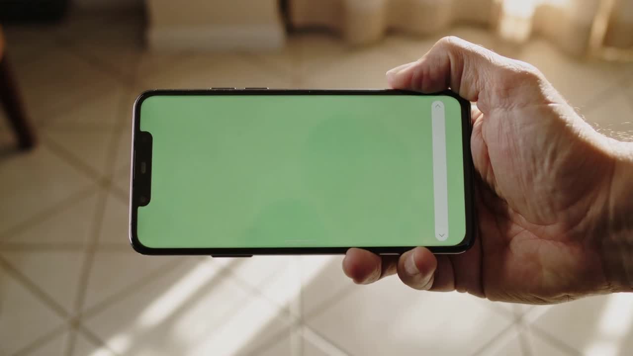 Smartphone con pantalla verde