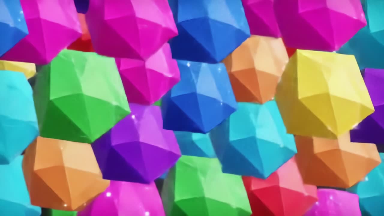 A Vibrant Display of Colorful Geometric Shapes Creating an Engaging and Playful Background in a Dynamic Animation Setting