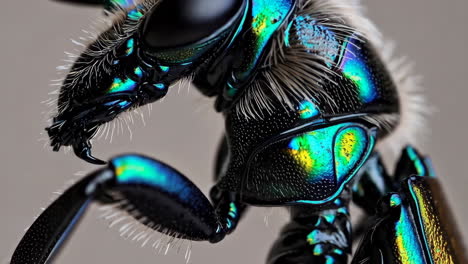 macro close-up of iridescent metallic green and blue insect