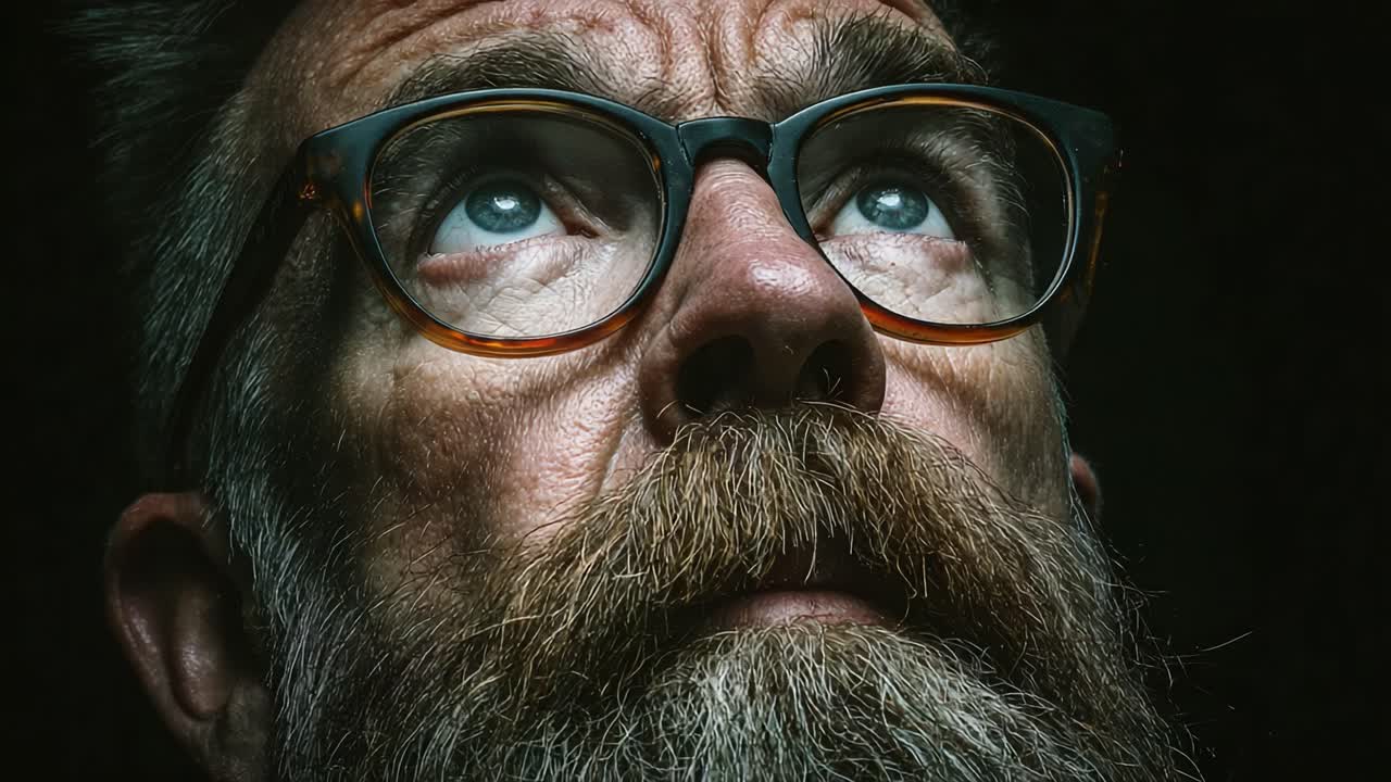 A contemplative moment captured in a dramatic lighting, showcasing a man's thoughtful expression and unique style, reflecting on deeper thoughts and introspection