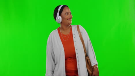 Happy,-green-screen-and-black-woman