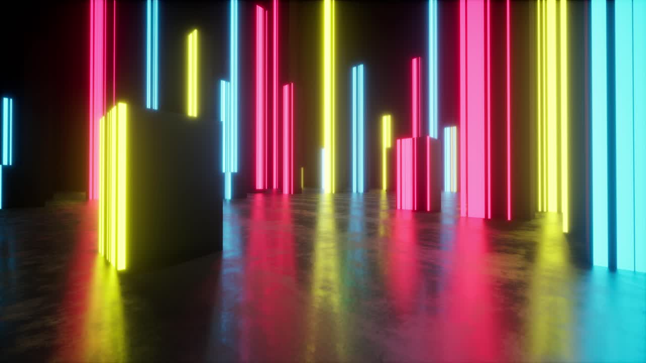 Vibrant Neon Light Bars Abstract Background