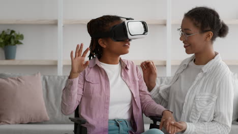 virtual reality experience with a supportive caregiver.