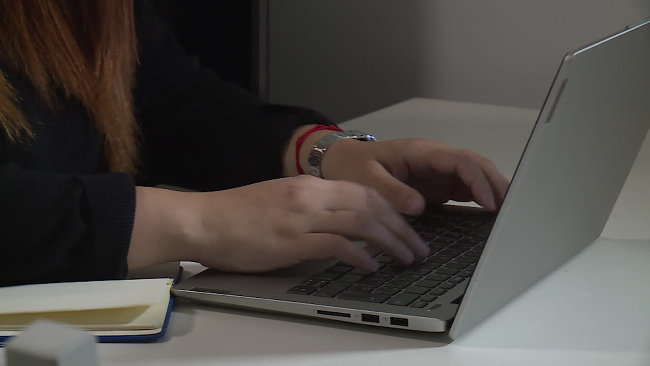 mujer trabajando en una computadora portátil