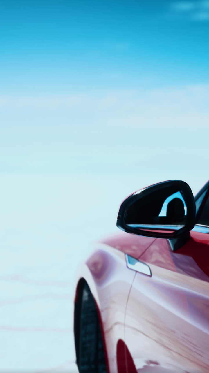 Un primer plano de un coche rojo