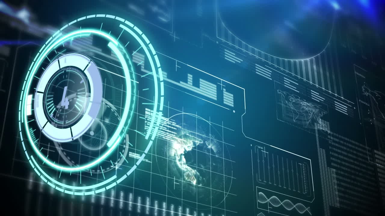 animación del escaneo del alcance sobre el procesamiento de datos sobre fondo negro