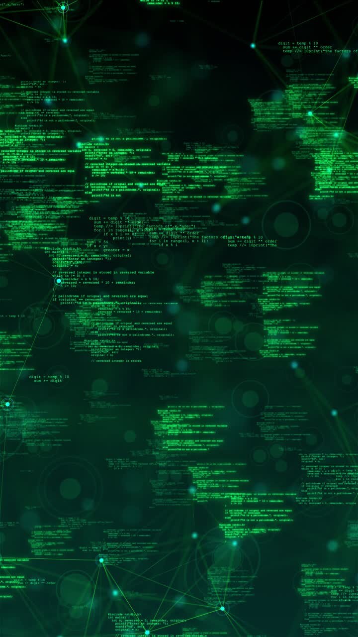 Plexus-Gitter-Codierung zeigt leuchtenden grünen Programmiertext, abstrakte Verbindungen, futuristisches Cyber-Design.