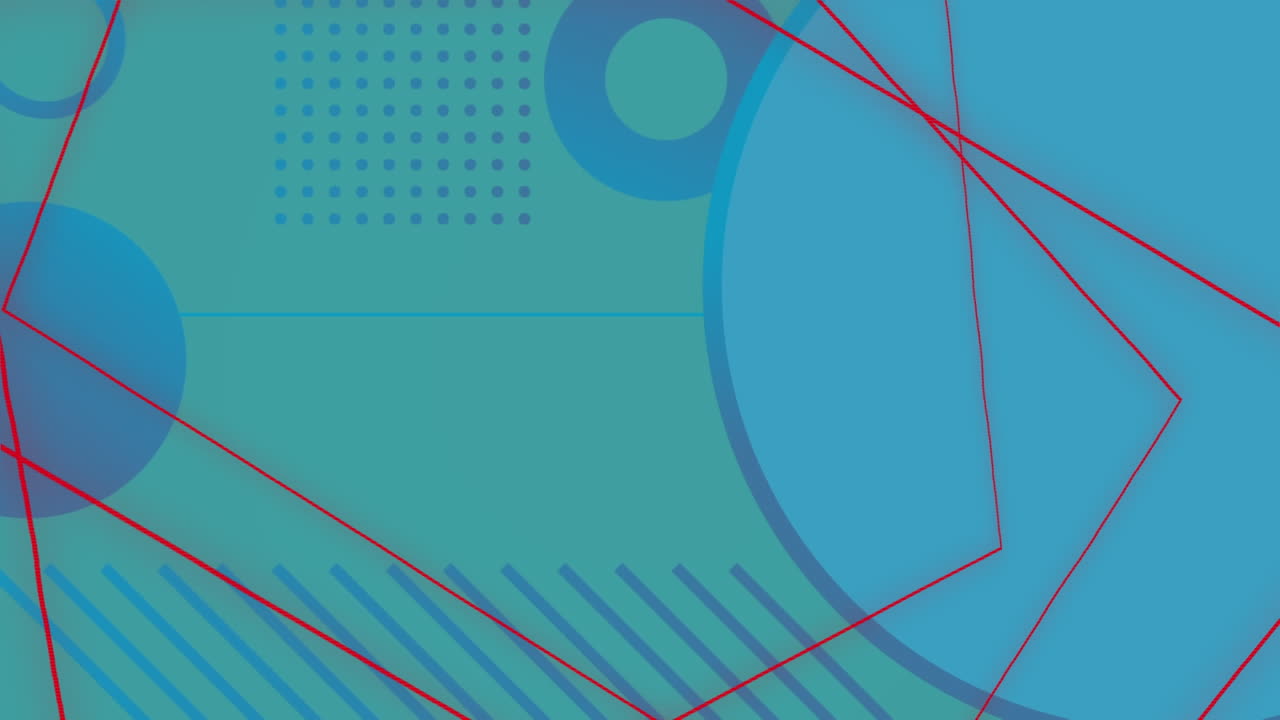 animación de líneas rojas que se mueven sobre formas abstractas contra un fondo azul con espacio de copia.