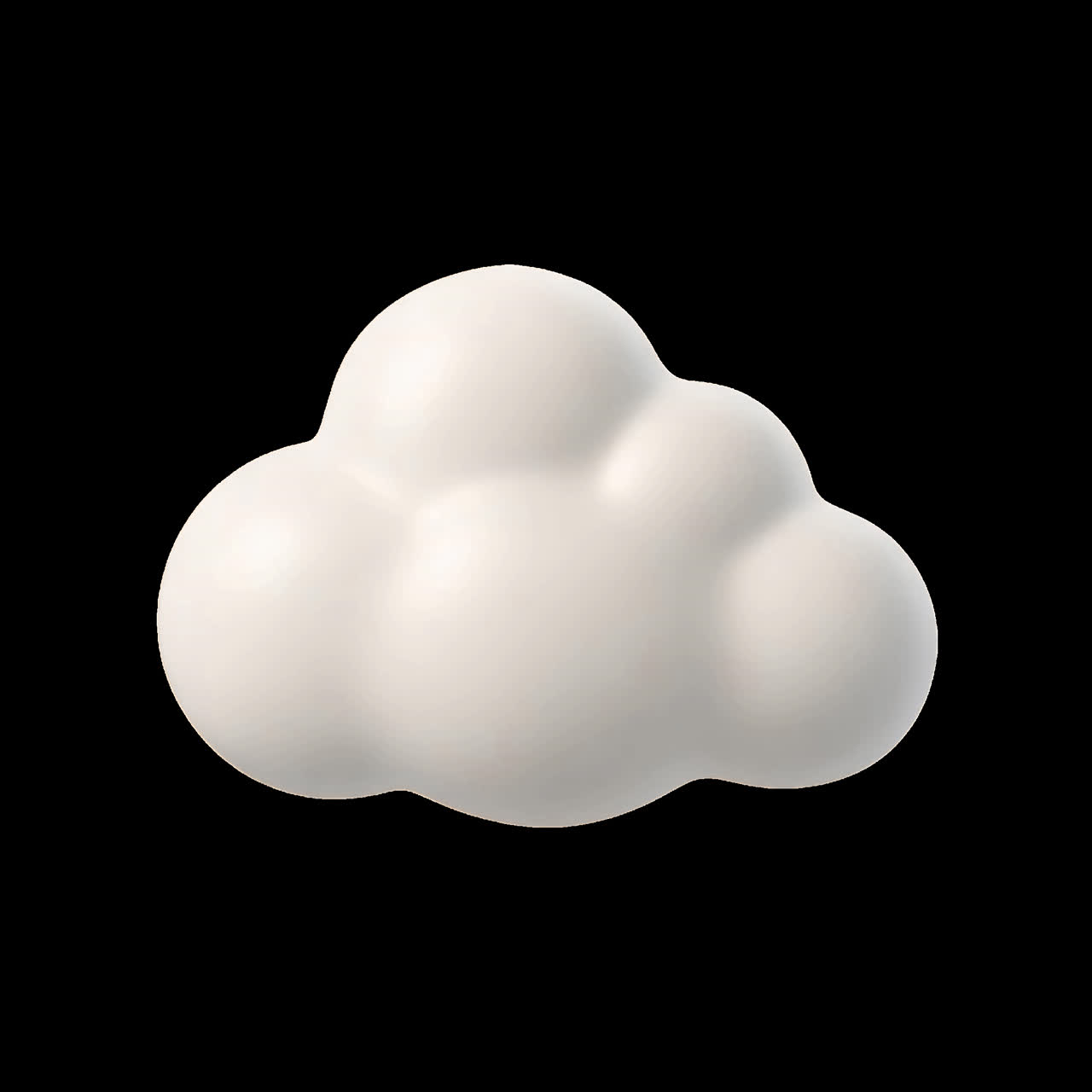 Minimalistic cloud sculpture animation isolated asset, transparent 4K video, alpha channel, ProRes