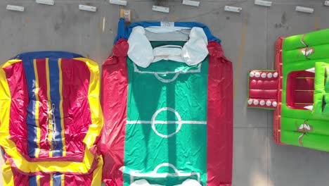 aerial view of inflatable jumping toys for kids.