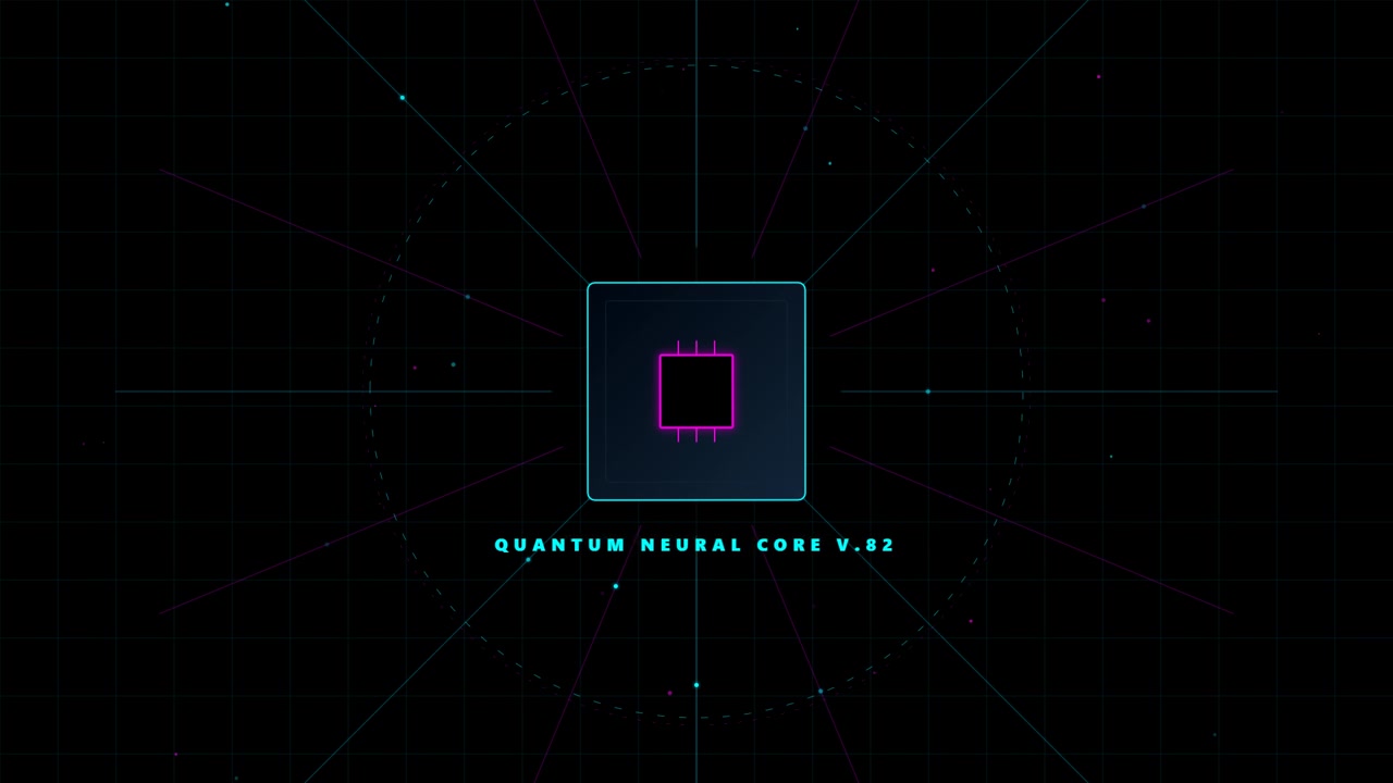 Digital Quantum Neural Core Processor Interface Animation