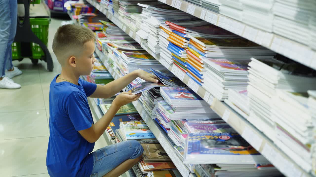 Vinnitsa, Ukraine - August, 2018: Purchase of school stationery in the store.