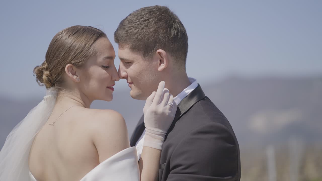 Loving Couple at Their Wedding