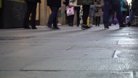 walking on the city street of barcelona, spain