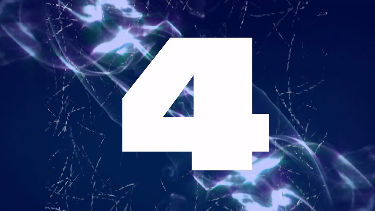 Number 5 animation over abstract glowing wave patterns on dark background