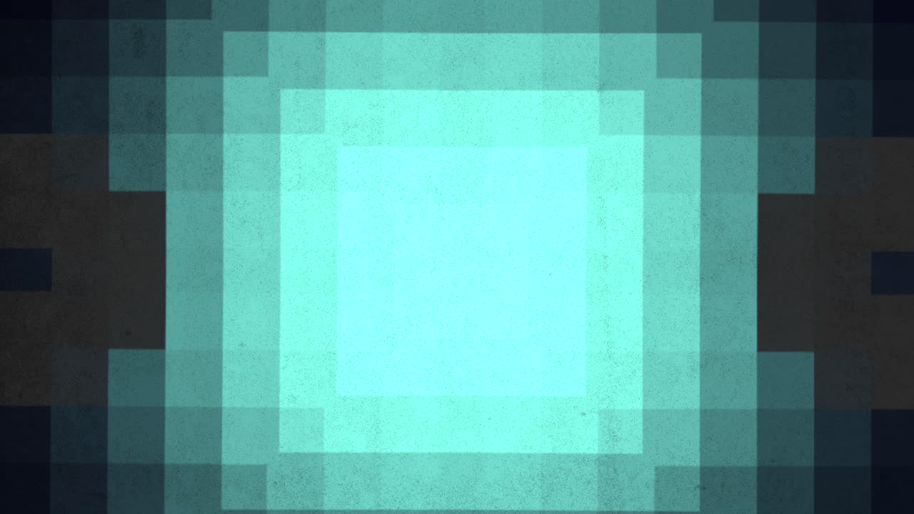 Prominent blue square with rough texture in checkered setting visually striking composition