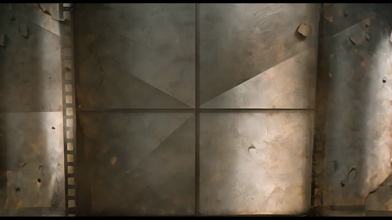Grunge Metal Panel Background with Film Strip Border