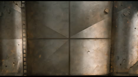 grunge metal panel background with film strip border