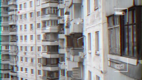 distorted apartment building facade