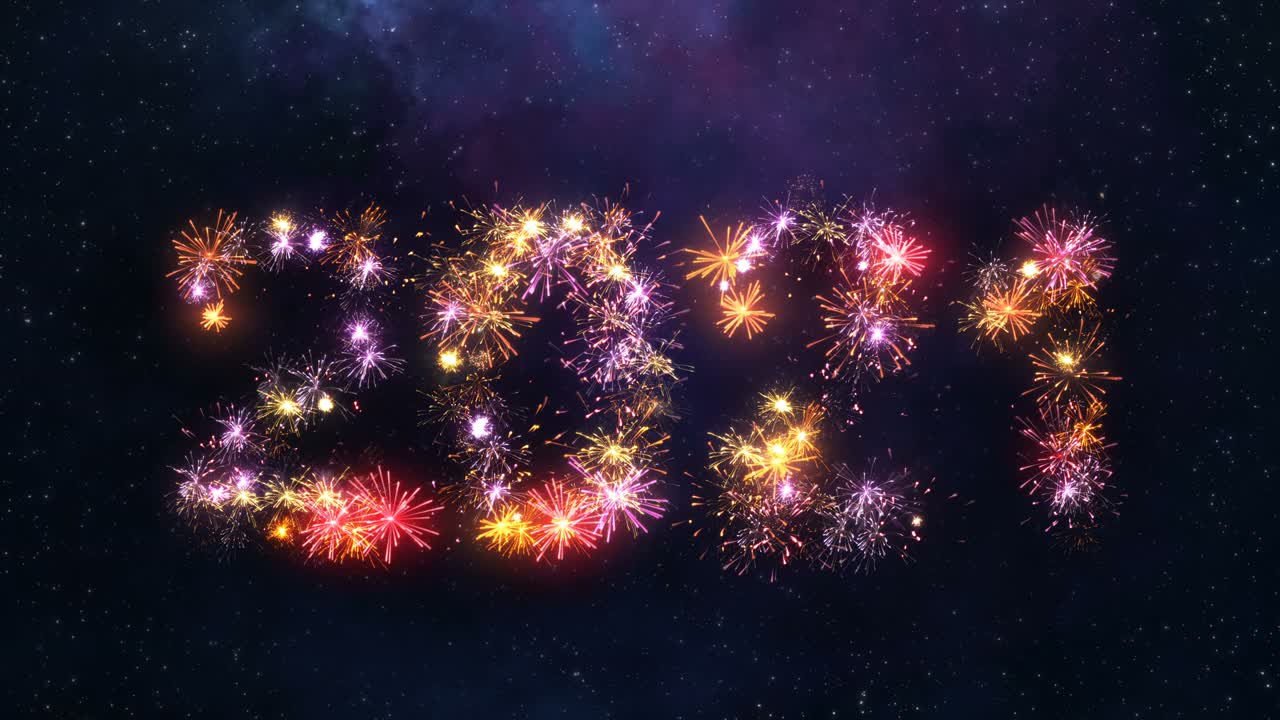 2021 texto hecho de fuegos artificiales 3d render animación de bucle sin costuras